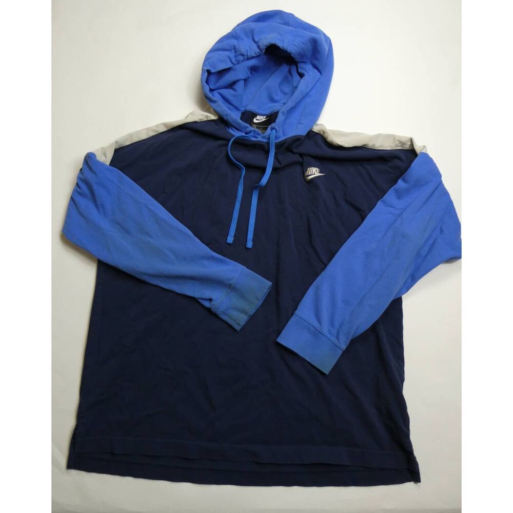 Nike ~ Swoosh Colorblock Hoodie ~ Men's Hooded Sweatshirt ~ Blue Size large